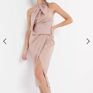 ASOS DESIGN satin halter neck midi dress